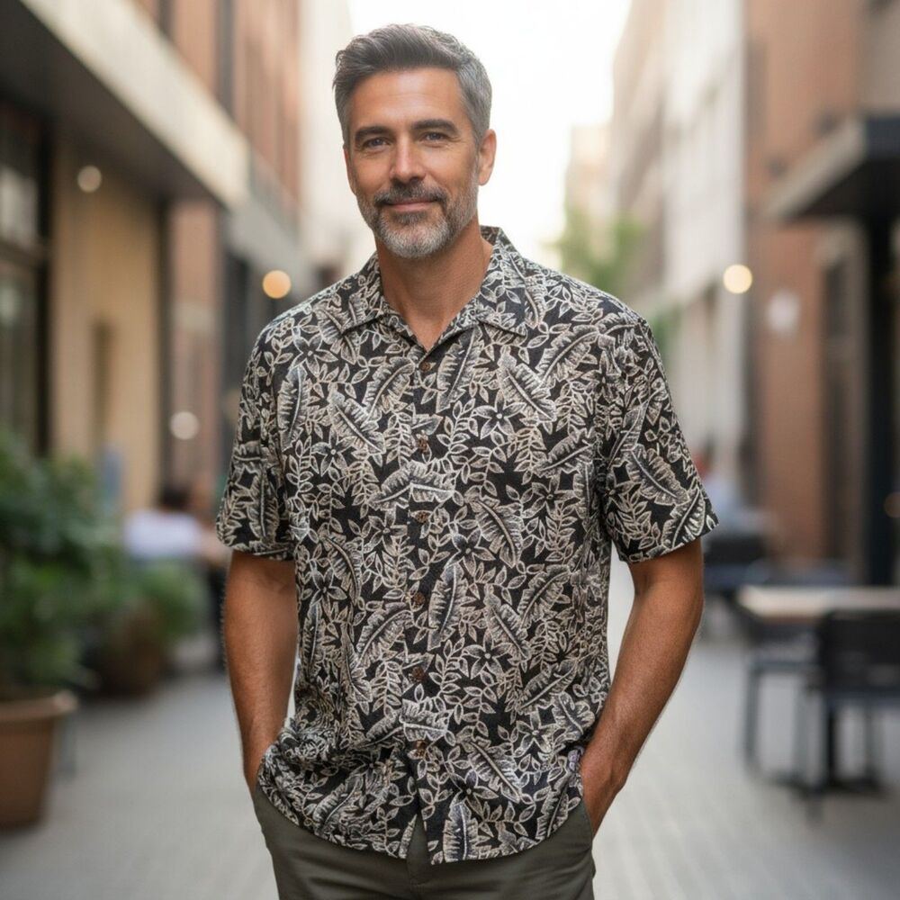 John Rich & Bros Woolrich Short Sleeve Men's Floral Abstract Button Up Shirt XL